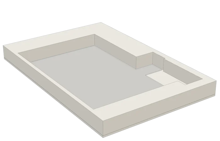 Stage 1 of the example apartments: the basement excavation on its own.